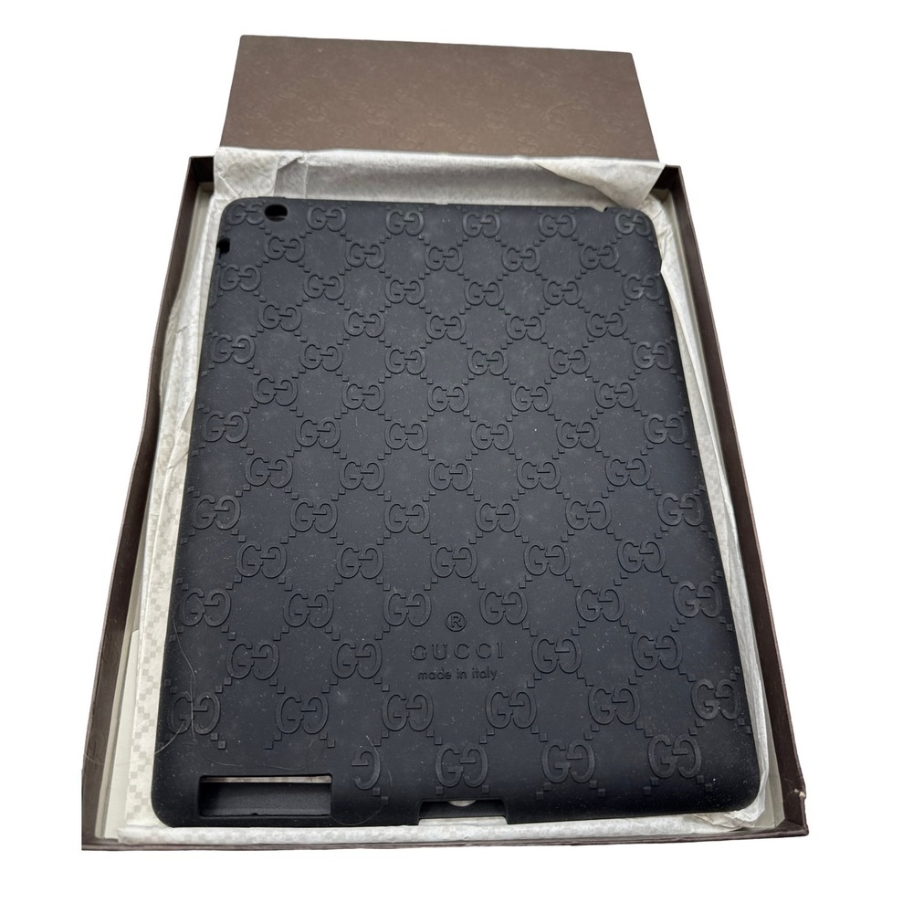 Gucci iPad 2 Case Black GG Silicone 284589 J1500 1000 Made Italy Box $195